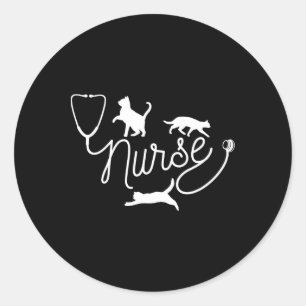 Sticker Rond Infirmière Chat Maman - Infirmière Rn Et Amoureux