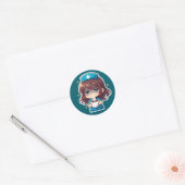 Sticker Rond Infirmière Chibi Originale - Café avec Fatigue (Enveloppe)