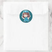 Sticker Rond Infirmière Chibi Originale - L'équipe agitée (Sac)