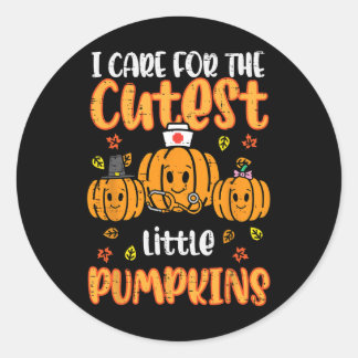 Sticker Rond Infirmière citrouille Halloween Scrub Top Automne