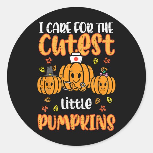 Sticker Rond Infirmière citrouille Halloween Scrub Top Automne (Devant)