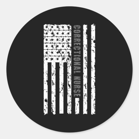 Sticker Rond Infirmière correctionnelle American Flag Infirmièr (Devant)