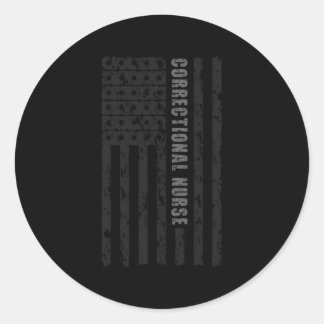 Sticker Rond Infirmière correctionnelle American Flag Infirmièr