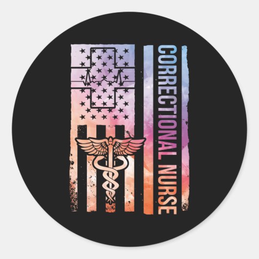Sticker Rond Infirmière correctionnelle Prison Infirmière Déten (Devant)