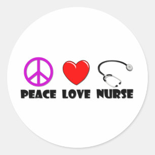 Sticker Rond Infirmière d'amour de paix