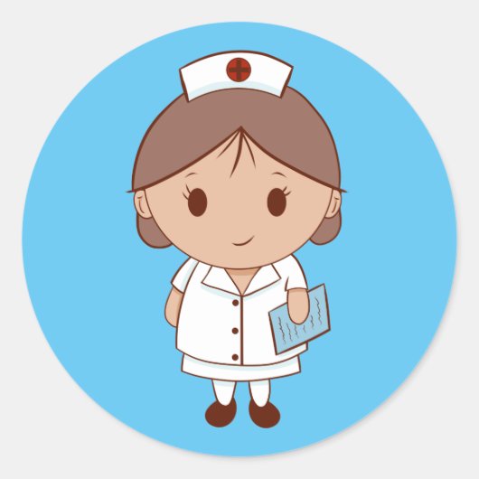 Sticker Rond Infirmière de dessin animé (Devant)
