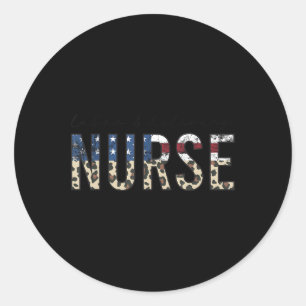 Sticker Rond Infirmière de la main-d'oeuvre et de la prestation
