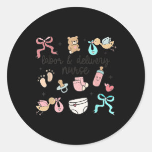 Sticker Rond Infirmière de la main-d'oeuvre et de la prestation