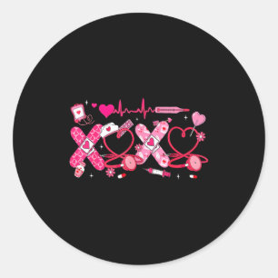 Sticker Rond Infirmière de la Saint-Valentin Xoxo Stéthoscope R