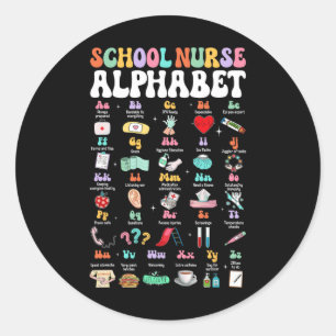Sticker Rond Infirmière de l'école maternelle groovy Cute Abc A