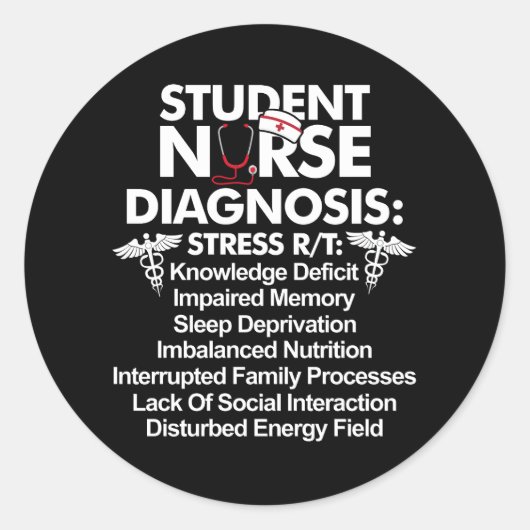 Sticker Rond Infirmière de l'étudiant Diagnostic de soins infir (Devant)