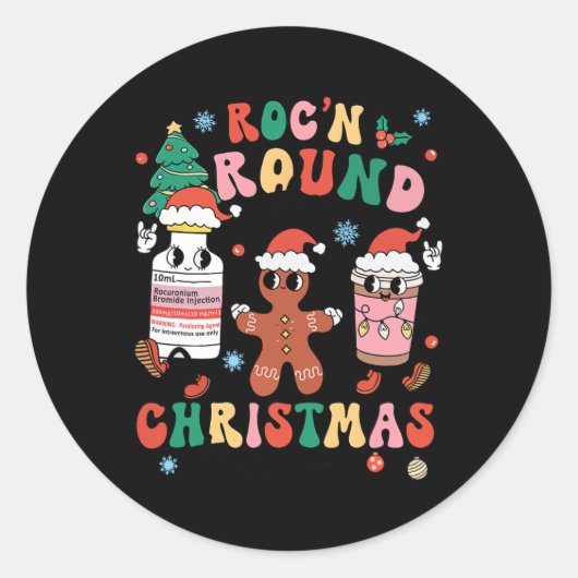 Sticker Rond Infirmière de Noël Roc'n autour de Noël (Devant)