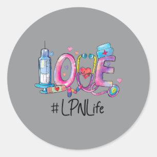 Sticker Rond Infirmière de vie Lpn amour