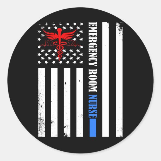 Sticker Rond Infirmière des urgences Drapeau US (Devant)