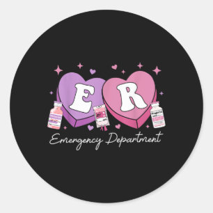 Sticker Rond Infirmière du service des urgences Saint-Valentin