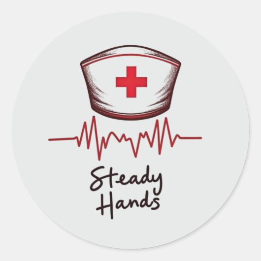 Sticker Rond Infirmière d'urgence - Mains stables (Devant)