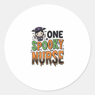 Sticker Rond Infirmière effrayante Halloween Dessin de gravure