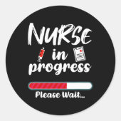 Sticker Rond Infirmière en cours Chargement Funny Nursing Schoo (Devant)