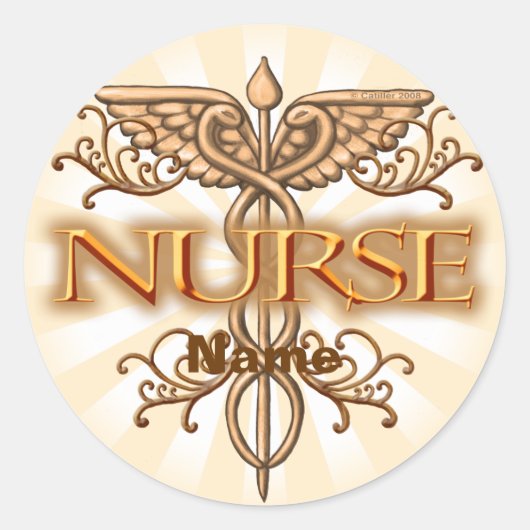 Sticker Rond Infirmière en cuivre (Devant)