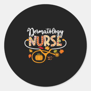 Sticker Rond Infirmière en dermatologie Stéthoscope de Thanksgi
