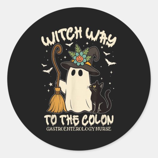 Sticker Rond Infirmière en gastroentérologie Halloween Endo Inf (Devant)