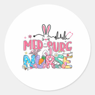 Sticker Rond Infirmière en médecine chirurgicale Lapin de Pâque