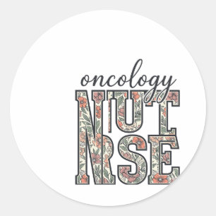 Sticker Rond Infirmière en oncologie Floral Vintage