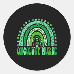 Sticker Rond Infirmière en oncologie léopard arc-en-ciel St Pat