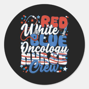 Sticker Rond Infirmière en oncologie Rouge Blanc Bleu Équipage