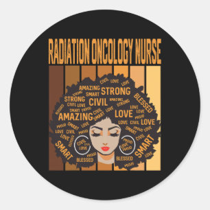 Sticker Rond Infirmière en radiothérapie oncologique Puissante