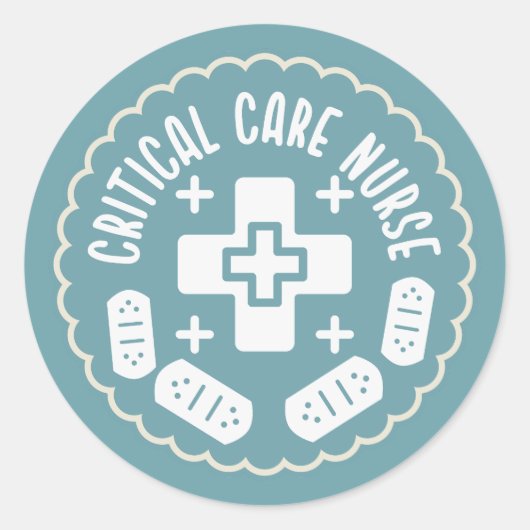 Sticker Rond Infirmière en soins critiques (Devant)