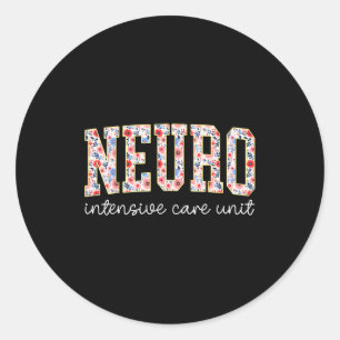 Sticker Rond Infirmière en soins intensifs neuro floraux Cervea