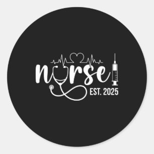 Sticker Rond Infirmière Est. 2025 Infirmière diplômée en soins