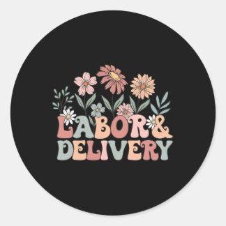 Sticker Rond Infirmière fleur sauvage De Travail Et De Livraiso