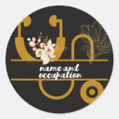 Sticker Rond Infirmière florale nom et profession moderne (Devant)