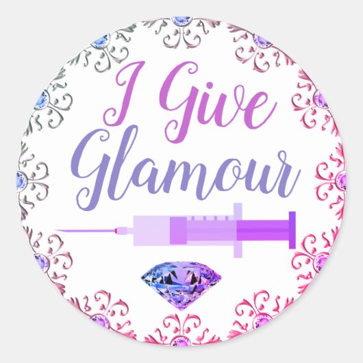 Sticker Rond Infirmière glamour abattu rose violet mignon (Devant)