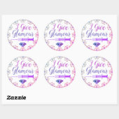 Sticker Rond Infirmière glamour abattu rose violet mignon (Feuille)