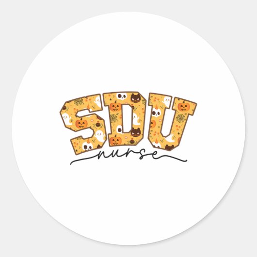 Sticker Rond Infirmière Halloween Sdu Rn Chute Éffrayante (Devant)