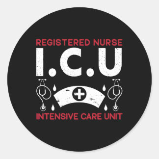 Sticker Rond Infirmière Infirmière Infirmière Icu Rn Intensive 