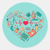 Sticker Rond Infirmière Infirmière Outil Coeur (Devant)