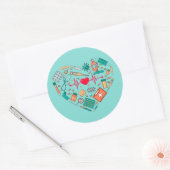 Sticker Rond Infirmière Infirmière Outil Coeur (Enveloppe)