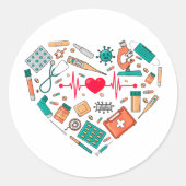 Sticker Rond Infirmière Infirmière Outil Coeur (Devant)