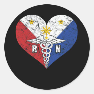 Sticker Rond Infirmière inscrite à la RN philippine Drapeau Amo