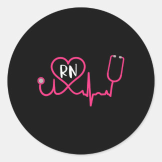 Sticker Rond Infirmière inscrite Rn Ekg Stethoscope Heart Heart