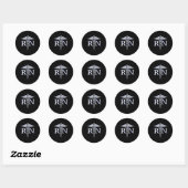 Sticker Rond Infirmière inscrite RN Silver Caduceus en noir (Feuille)