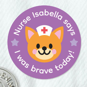 Sticker Rond Infirmière J'étais Brave Aujourd'hui Chat Mignon R