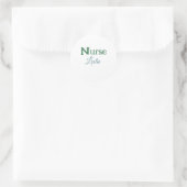 Sticker Rond Infirmière médecin ajouter le nom texte vert bleu (Sac)