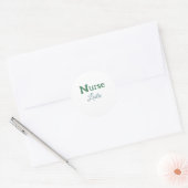 Sticker Rond Infirmière médecin ajouter le nom texte vert bleu (Enveloppe)