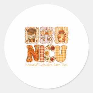 Sticker Rond Infirmière Nicu d'automne Thanksgiving Citrouille 