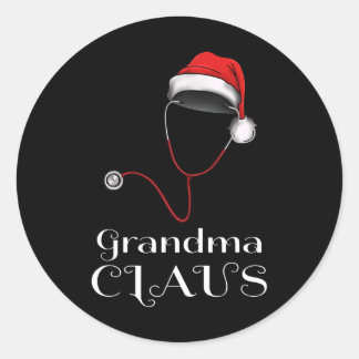 Sticker Rond Infirmière Noël grand-mère Claus correspondant Pyj